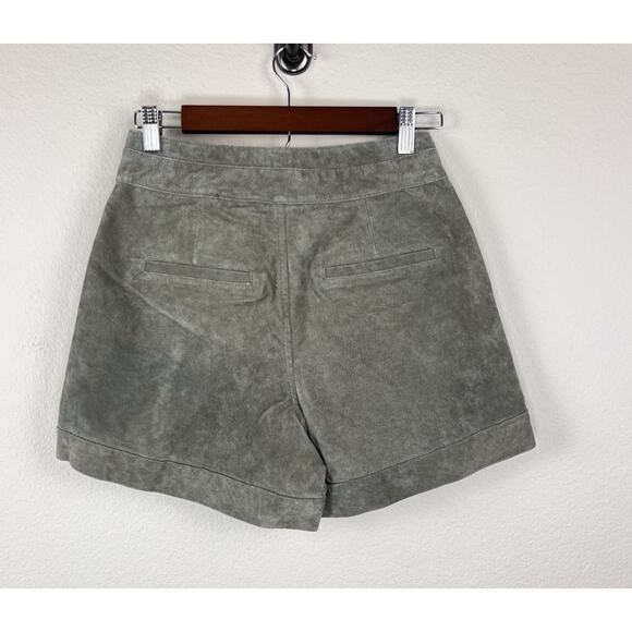 BLANK NYC Olive Green Suede Leather Paperbag Shorts Tie Waist Size 25 - Picture 5 of 10